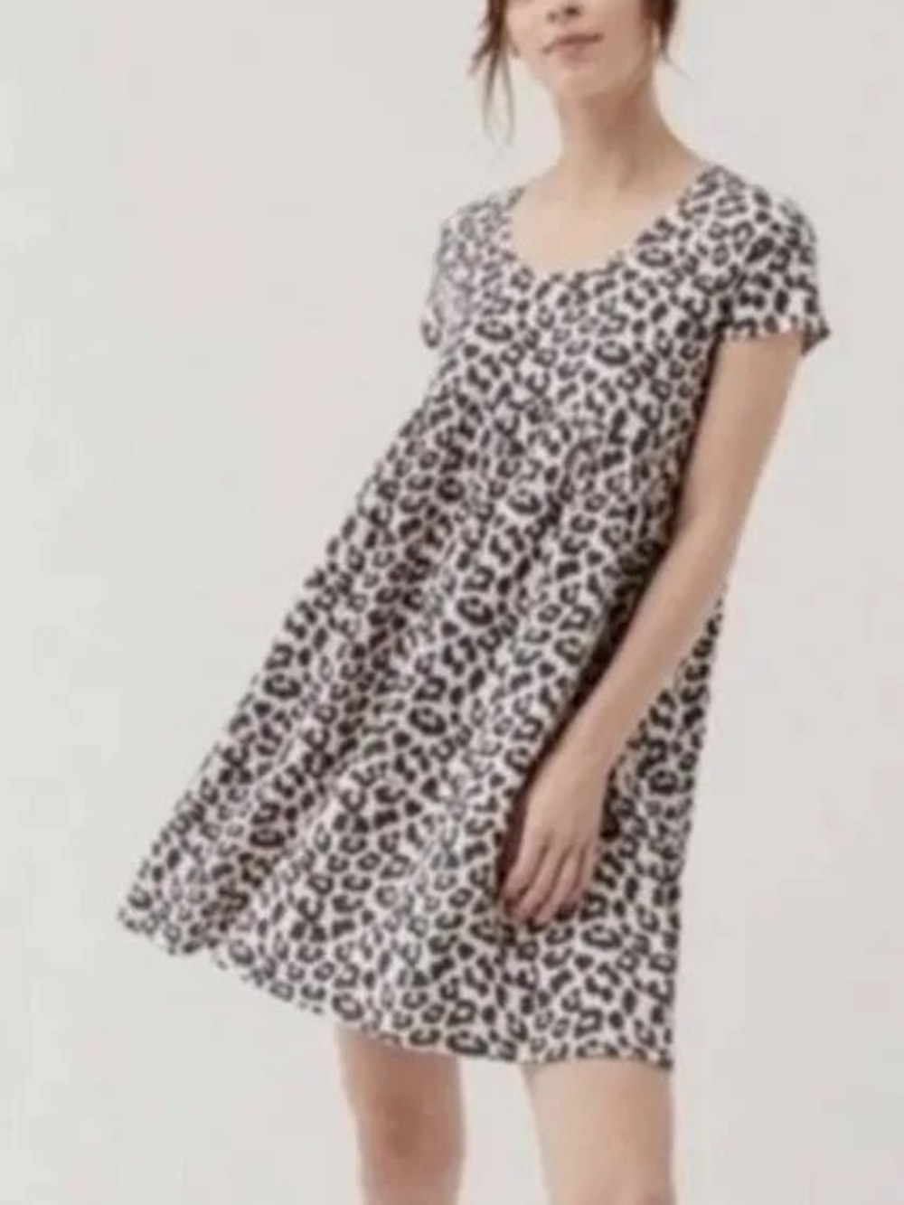 Pact Revive Black and Cream Leopard PopOver Babydoll Dress Small